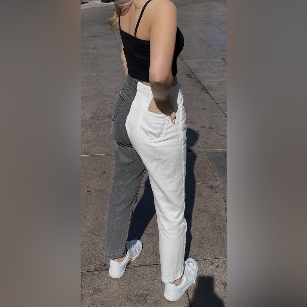 SHEIN Two-Tone High-Rise Jeans
